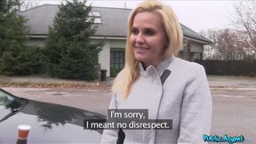 Real job interview with public fuck in car with hot Blonde MILF