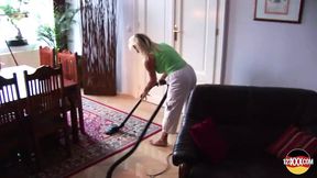 Busty Blonde MILF Having Fun with a Long Dick and a Vacuum Cleaner