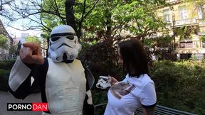 Star Wars Addict Jennifer Mendez's huge tits get pounded in a threesome