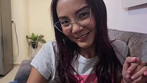 Charming student cheats on her boyfriend when she comes to visit a stranger.