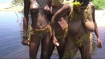 African villager gets lucky with two sexy girlfriends