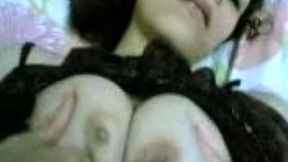 Juggy Arab whore lies in front of me while stroke her big juicy tits