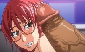 Hairy Giant Cock for a Naughty Redhead Bitch with Glasses (Hentai)