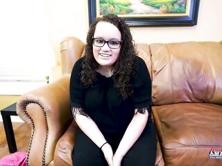 Busty Brunette Harper B BBW Audition Sloppy Deepthroat Greedy Drink!