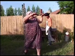 Large tits chick blows dude's dong outdoors and fucks it