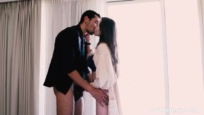 Aussie blonde stunner Charlotte Star gives a deepthroat sucking to a massive