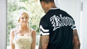 ”Blonde high class delivery babe screwed by a huge black cock”