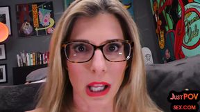 Busty POV MILF in lingerie gets fucked after footjob