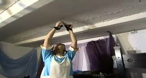 Brunette maid gets tied up