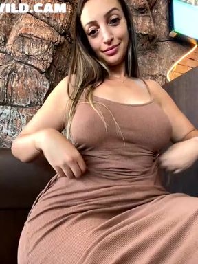 Curvy Latina Tease in Brown Dress