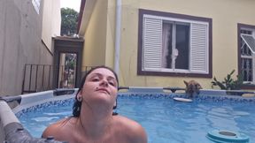 Your naked slut neighbor showing off in the pool for you