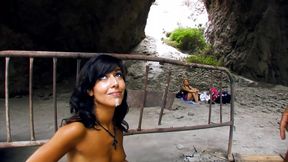 Exotic girl with pieced clit and hard nipples takes stranger's cock anally