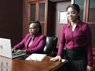 The Secretary seduces boss & leaves a creamy mess on the desk