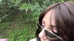 White milf gets horny on camping trip POV