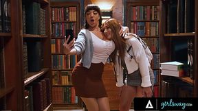 Public library lesbian fuck with hot busty MILFs Little Puck x Whitney OC
